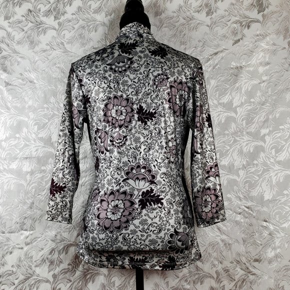 Silver Metallic Fitted Tunic Top - Picture 2 of 2